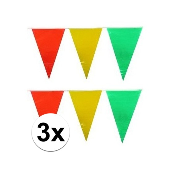 3x vlaggenlijn-slinger geel-rood-groen 10 meter