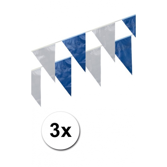 3x vlaggenlijnen kobalt blauw en wit