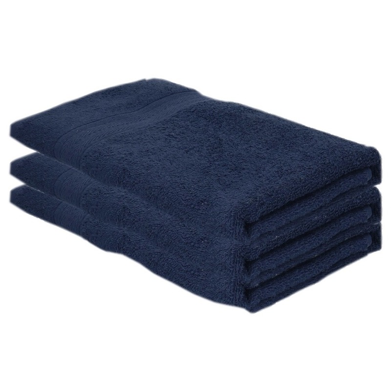 3x Voordelige badhanddoeken navy blauw 70 x 140 cm 420 grams