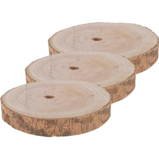 3x Woondecoratie ronde boomschijven 20 cm van Paulowna hout
