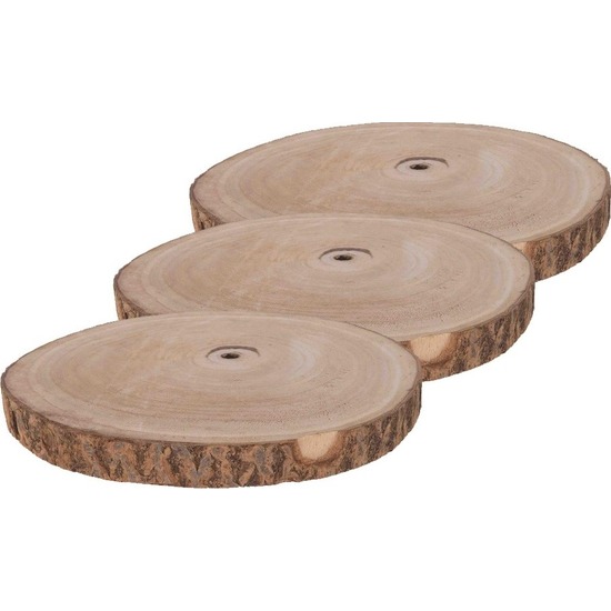 3x Woondecoratie ronde boomschijven 30 cm van Paulowna hout