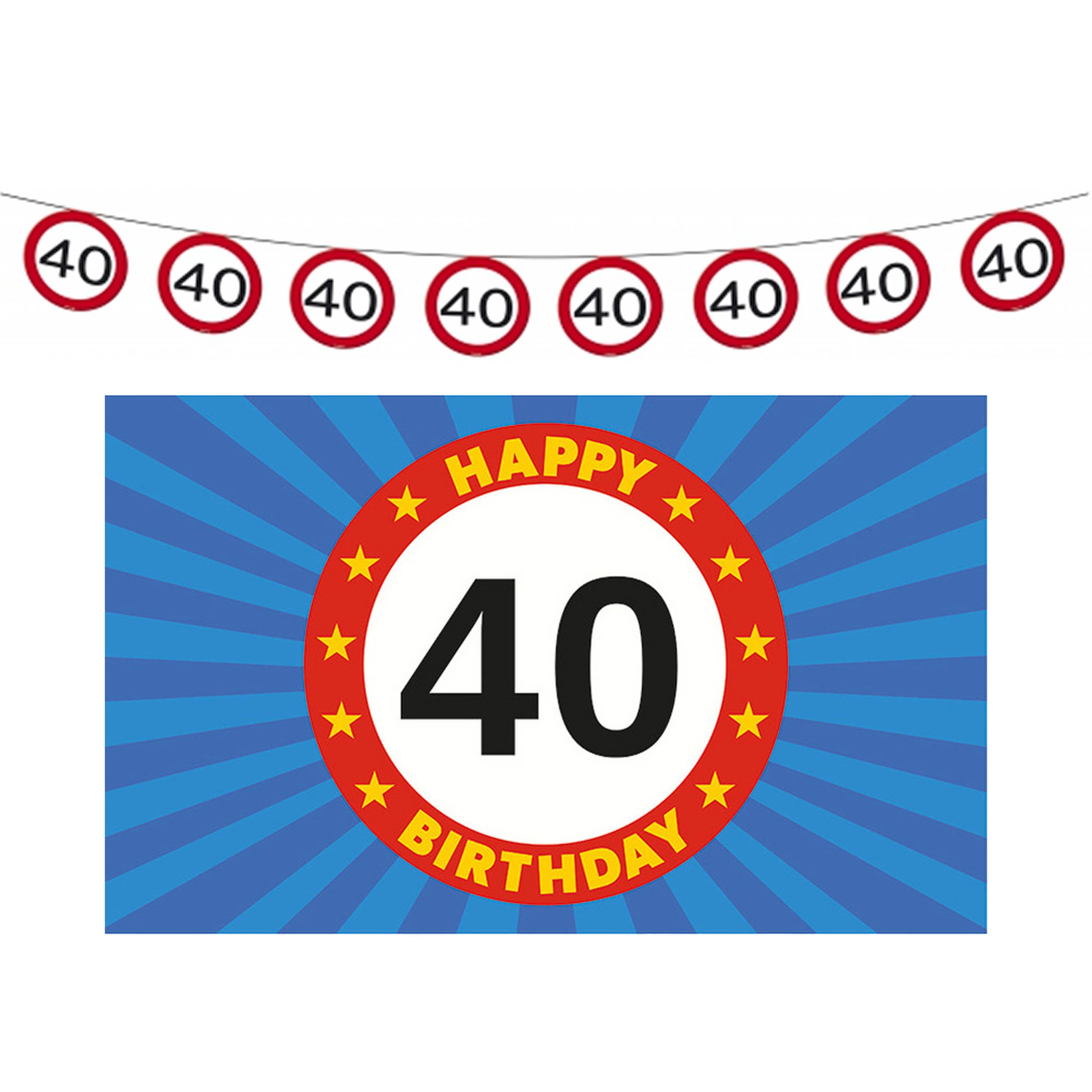 40 jaar leeftijd verjaardag slinger en vlag 150 x 90 feestversiering pakket