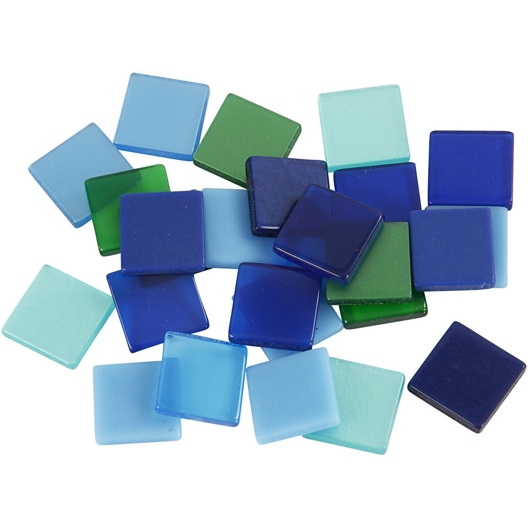 400x Mozaiek tegels kunsthars groen-blauw 10 x 10 mm