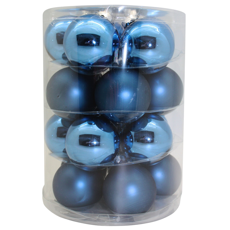 40x Blauwe glazen kerstballen 6 cm glans en mat