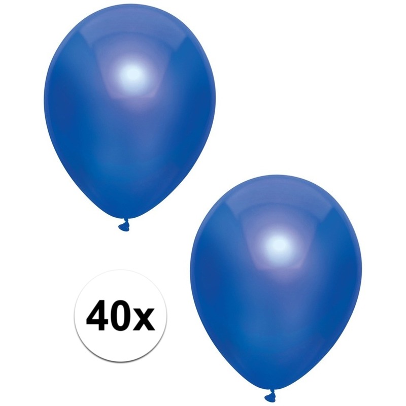 40x Donkerblauwe metallic ballonnen 30 cm -