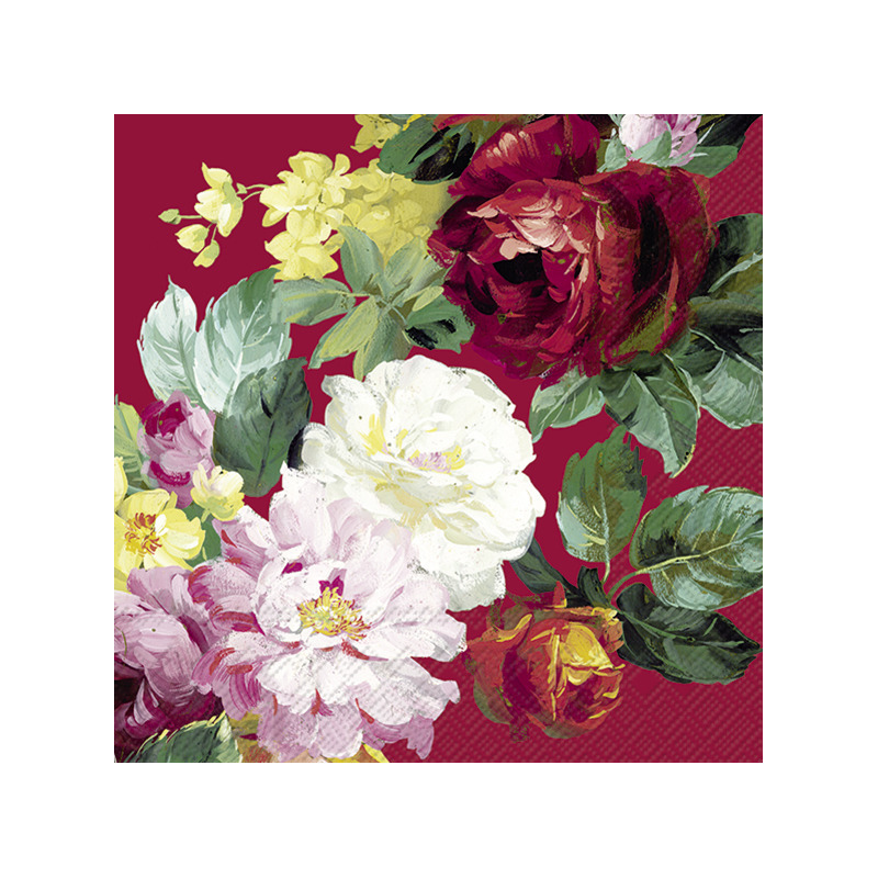 40x Gekleurde 3-laags servetten rozen 33 x 33 cm