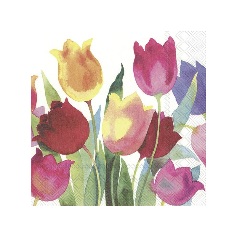40x Gekleurde 3-laags servetten tulpen 33 x 33 cm