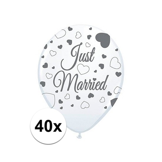 40x Just Married ballonnen 30 cm bruiloft versiering -