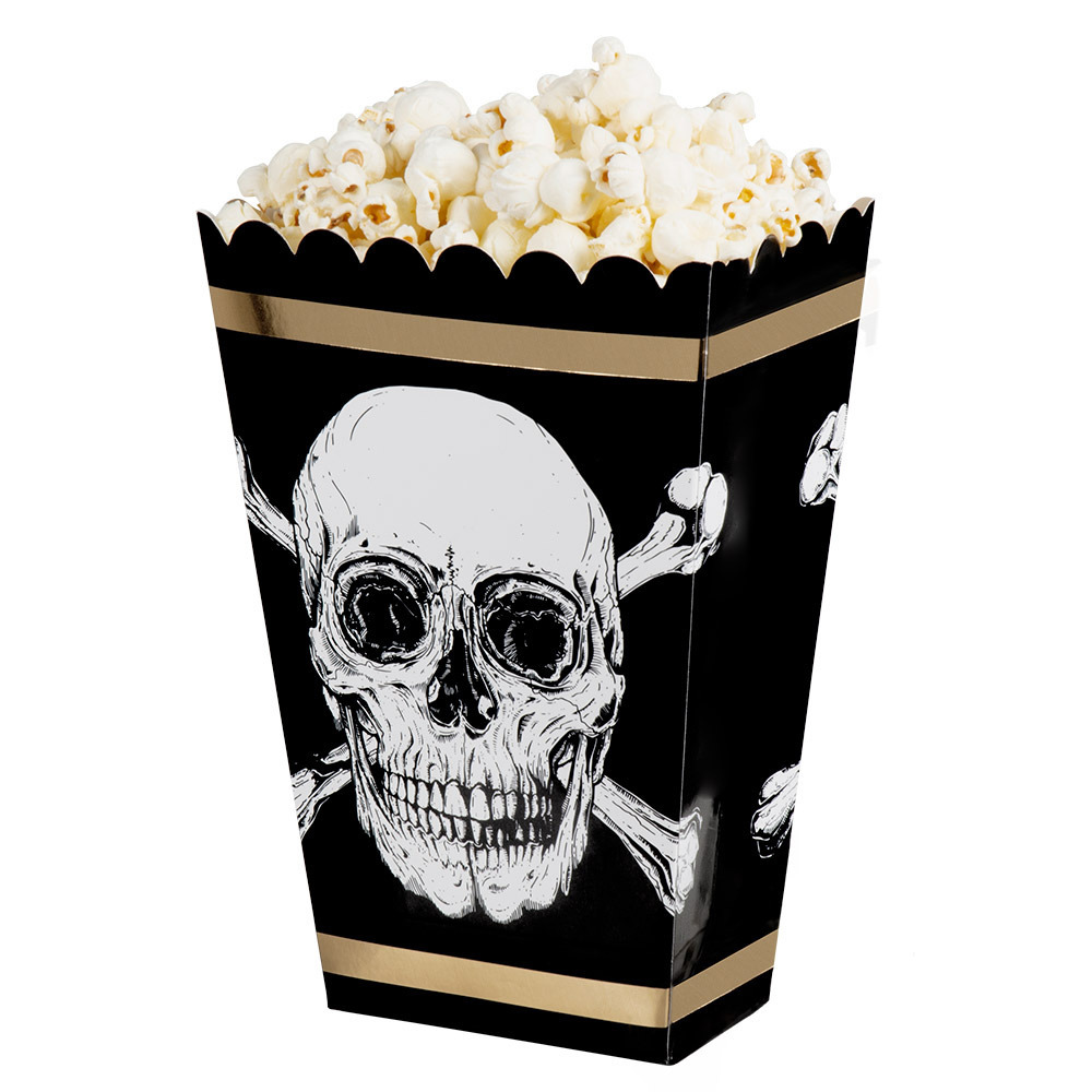 40x Popcorn bakjes/snoepbakjes piraat/doodshoofd thema 22 cm