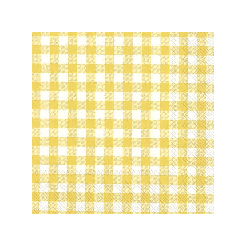 40x Vichy Karo 3-laags servetten geel/wit geblokt 33 x 33 cm - Oktoberfest servetten