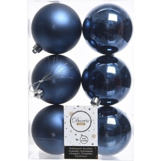 42x Donkerblauwe kerstballen 8 cm kunststof mat-glans