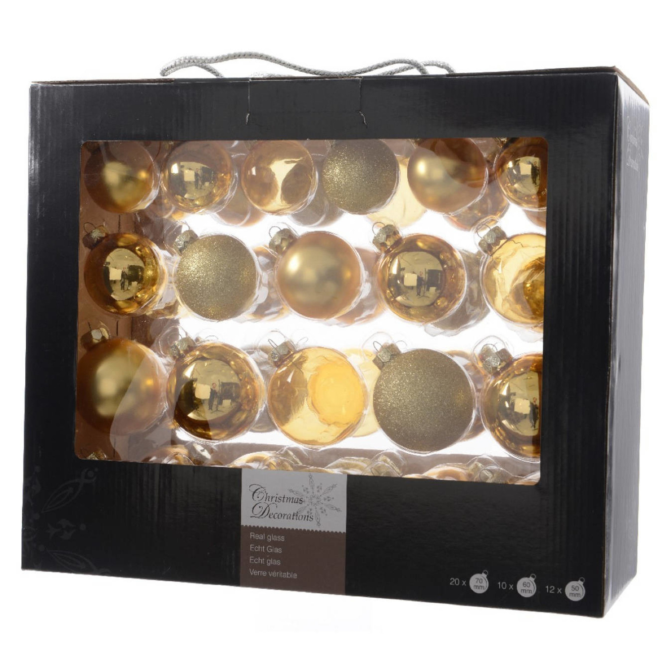 42x Gouden glazen kerstballen 5-6-7 cm mat-glans-glitter