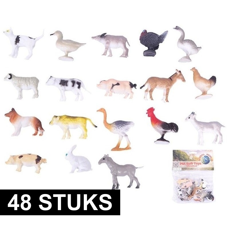 48x Boerderij speelgoed diertjes-dieren 2-6 cm