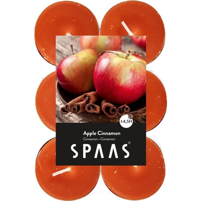48x Geurtheelichtjes Apple Cinnamon-oranje 4,5 branduren