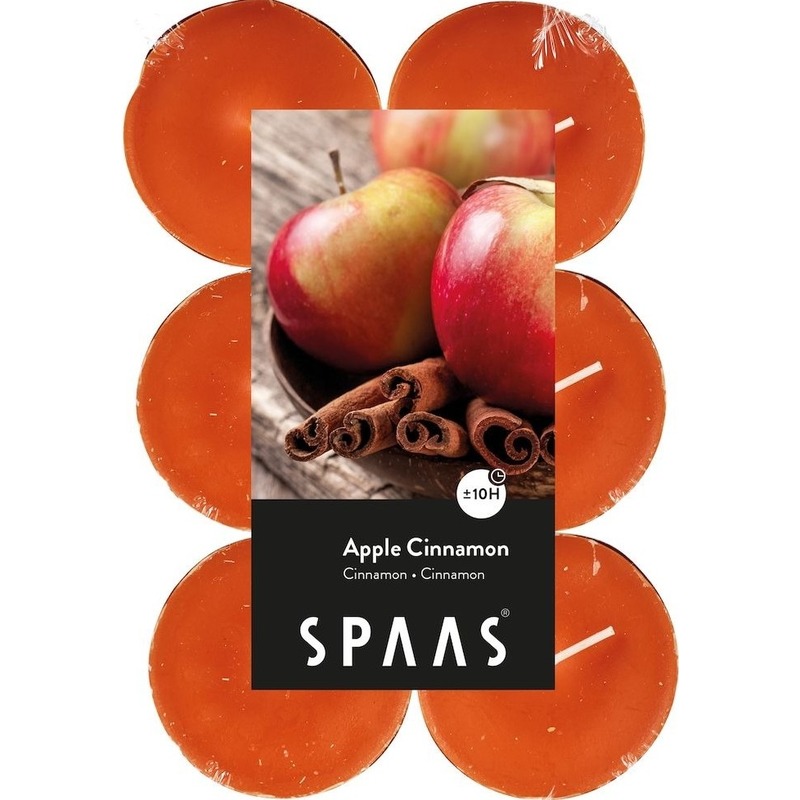 48x Maxi geurtheelichtjes Apple Cinnamon-oranje 10 branduren