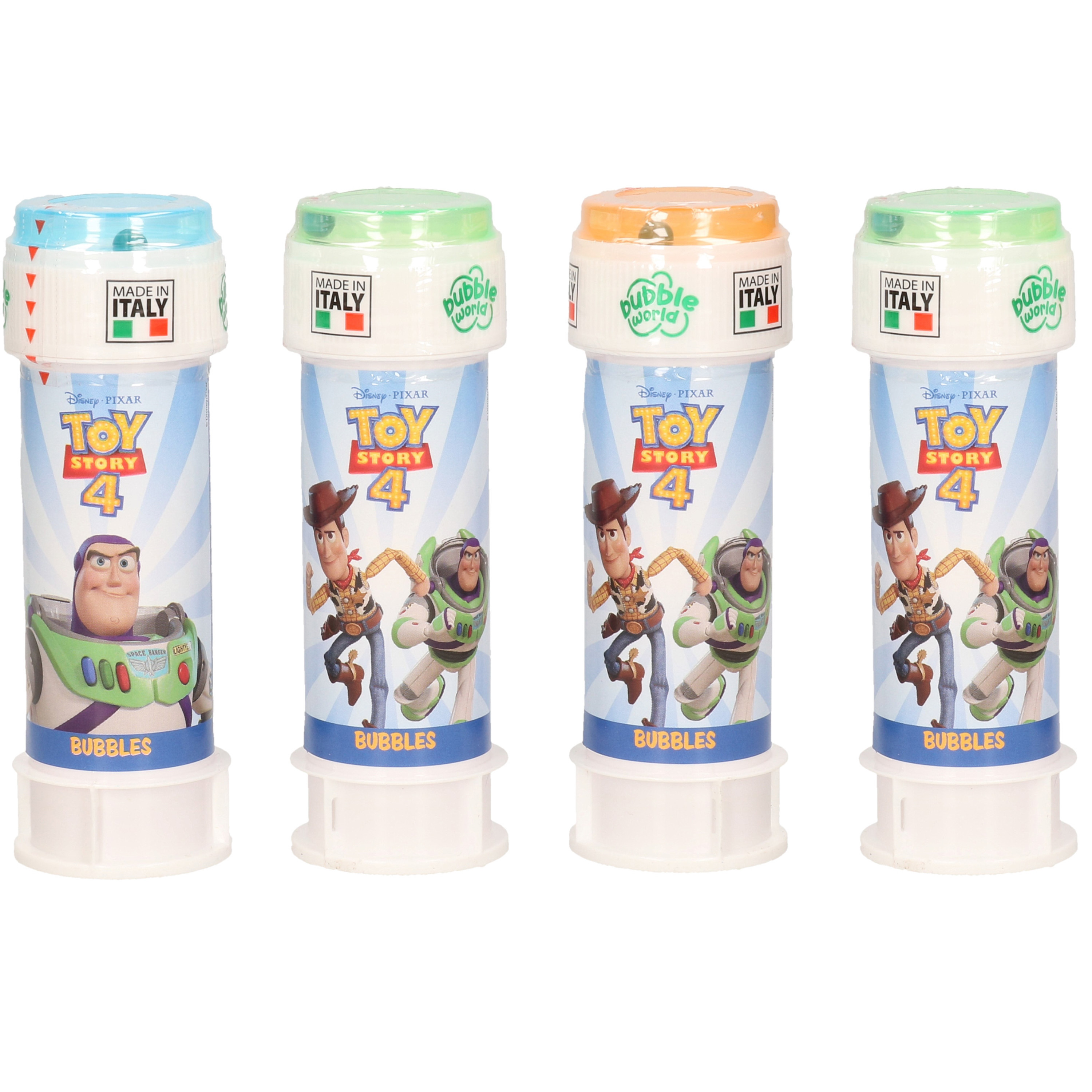 4x Disney Toy Story bellenblaas flesjes met bal spelletje in dop 60 ml voor kinderen