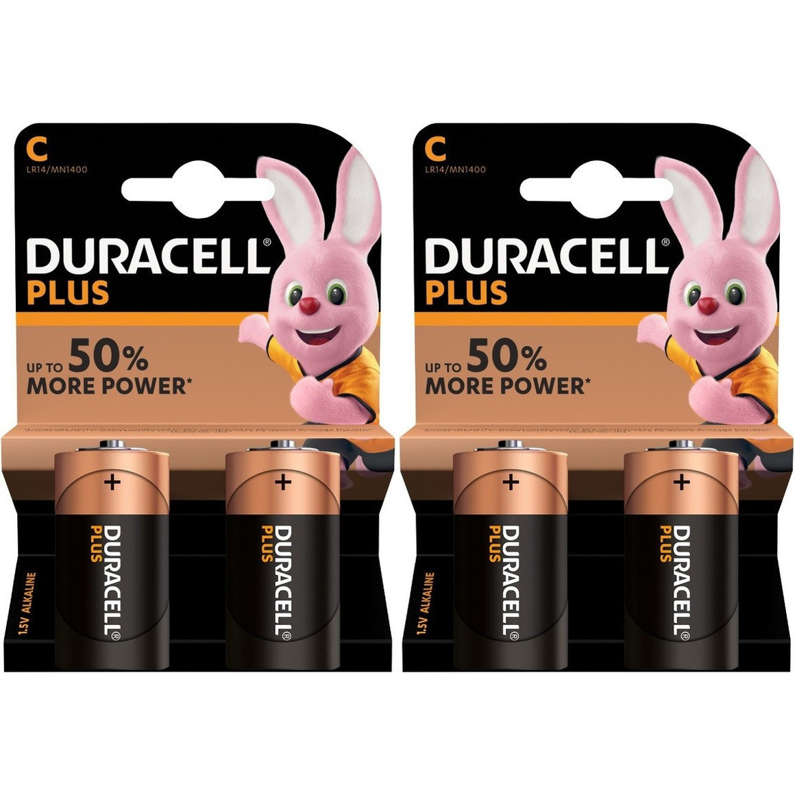 4x Duracell C Plus batterijen alkaline LR14 MN1400 1.5 V