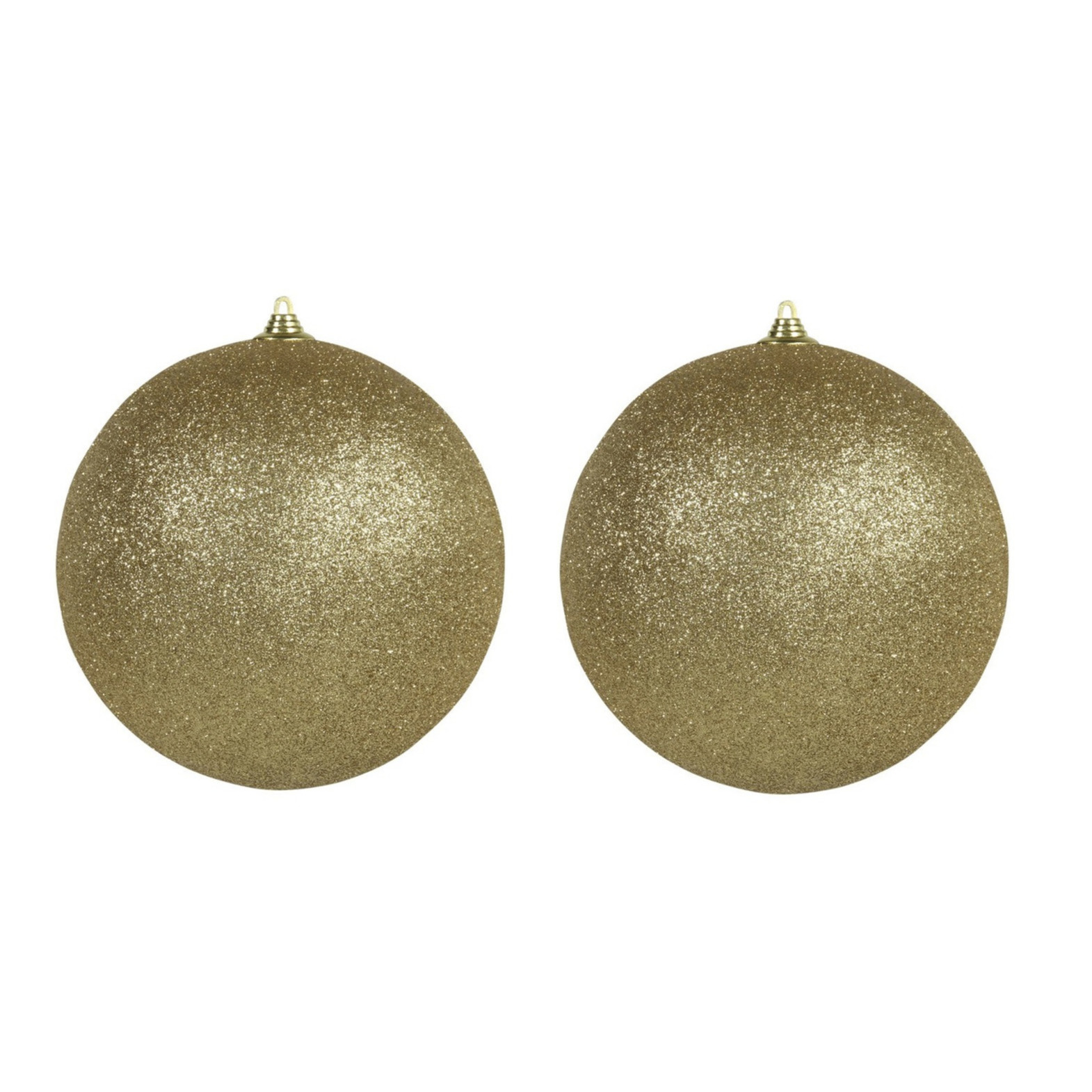 4x Gouden grote kerstballen met glitter kunststof 18 cm