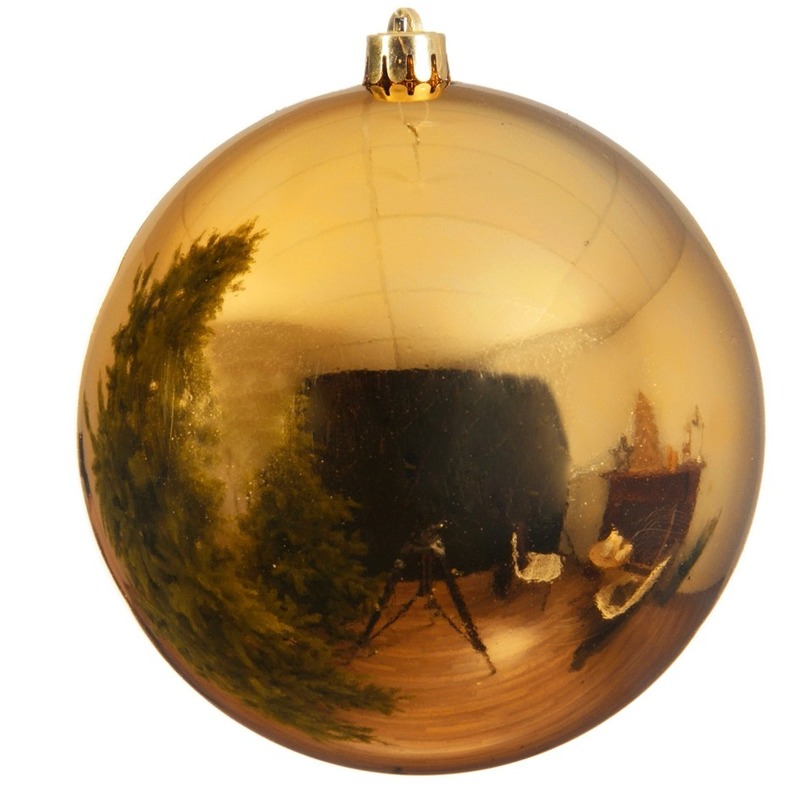 4x Grote gouden kerstballen van 14 cm glans van kunststof