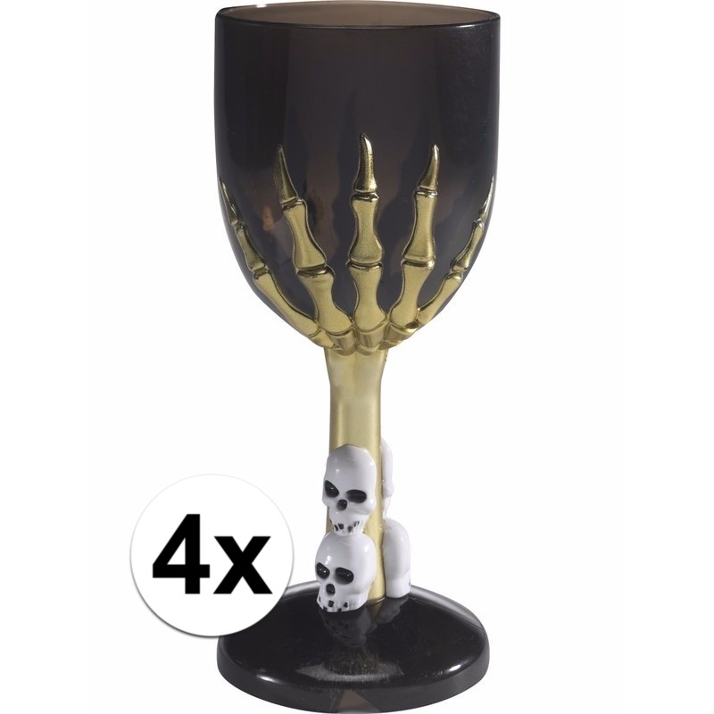 4x Halloween wijnglas zwart