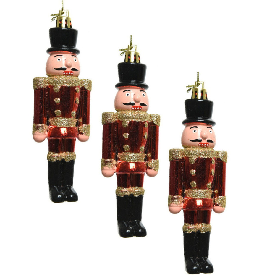 4x Kerstboomhangers notenkrakers poppetjes-soldaten rood 9 cm
