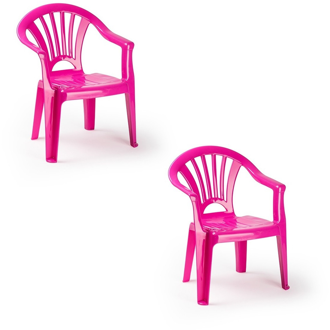 Merkloos 4x Kinderstoelen roze kunststof 35 x 28 x 50 cm -