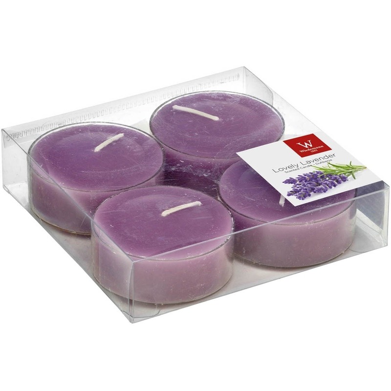 4x Maxi geurtheelichtjes lavendel-paars 8 branduren