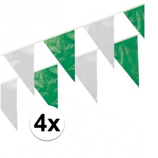 4x Plastic vlaggenlijn groen-wit