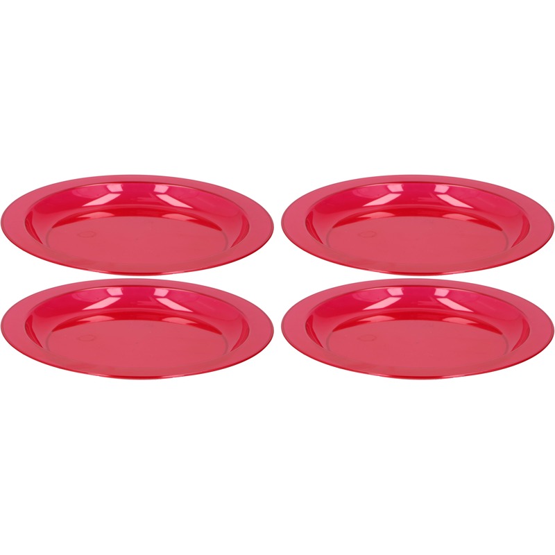 4x Rode plastic borden-bordjes 20 cm