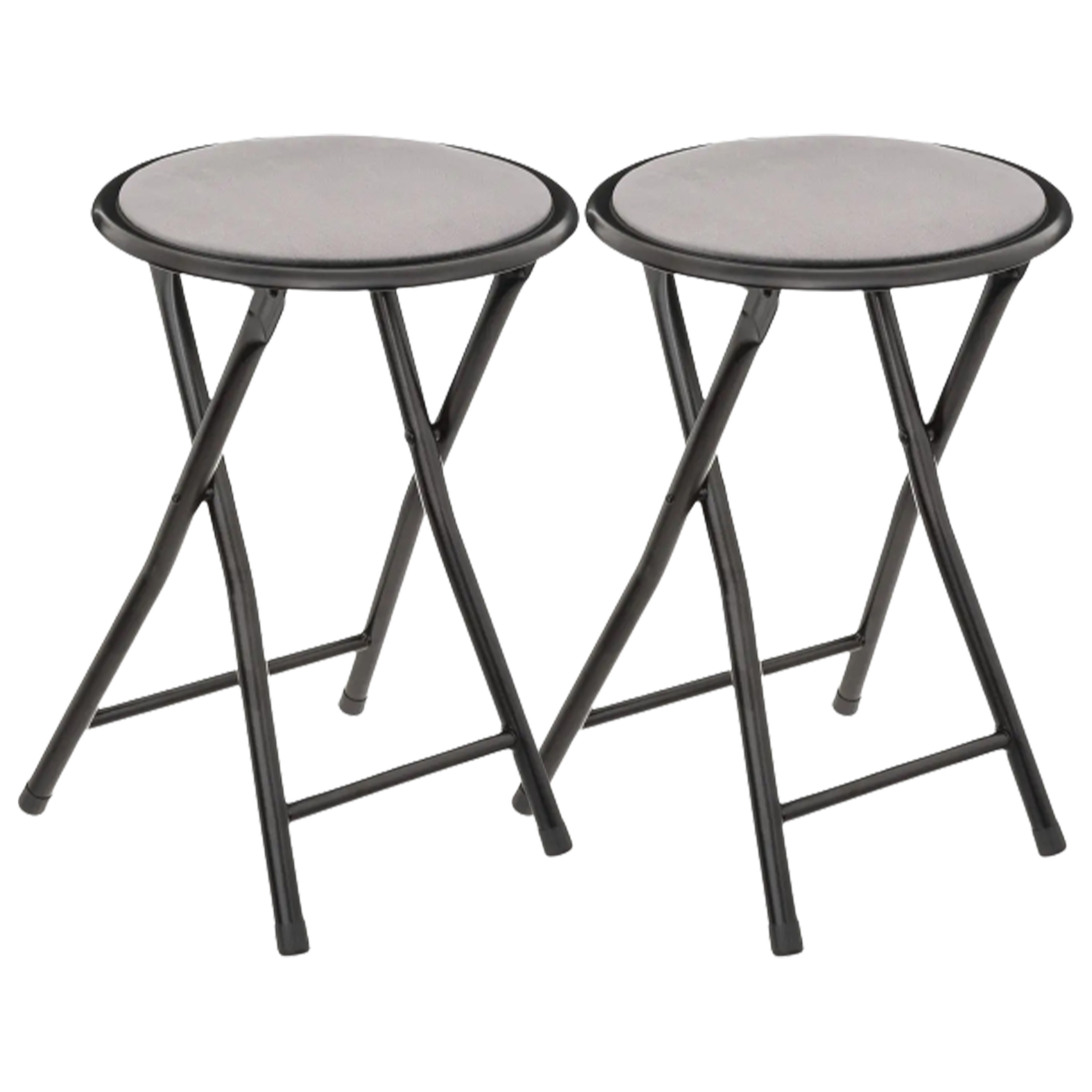4x stuks bijzet krukje-stoel Opvouwbaar zwart-grijs 46 cm