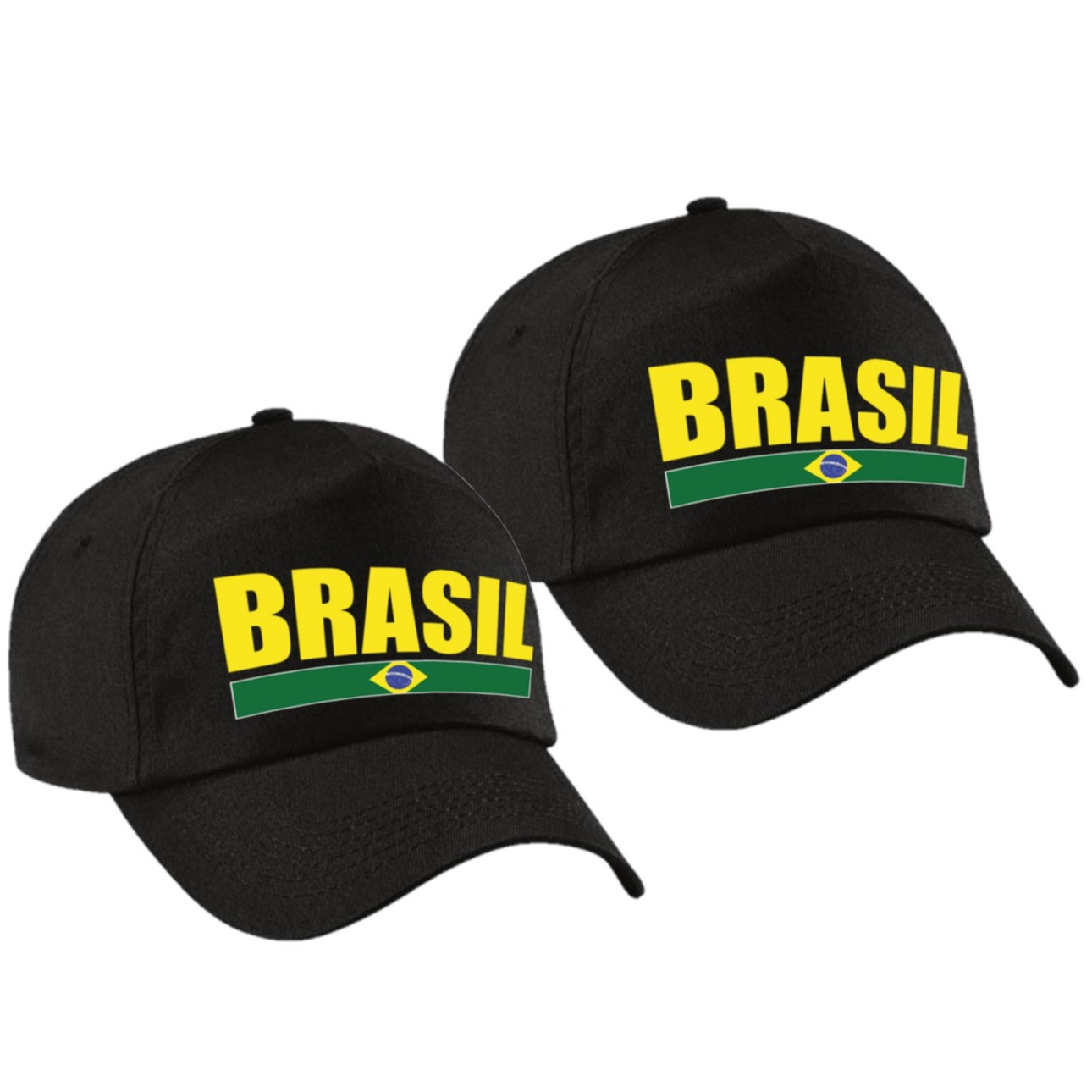 4x stuks brasil supporter pet - cap Brazilie zwart volwassenen