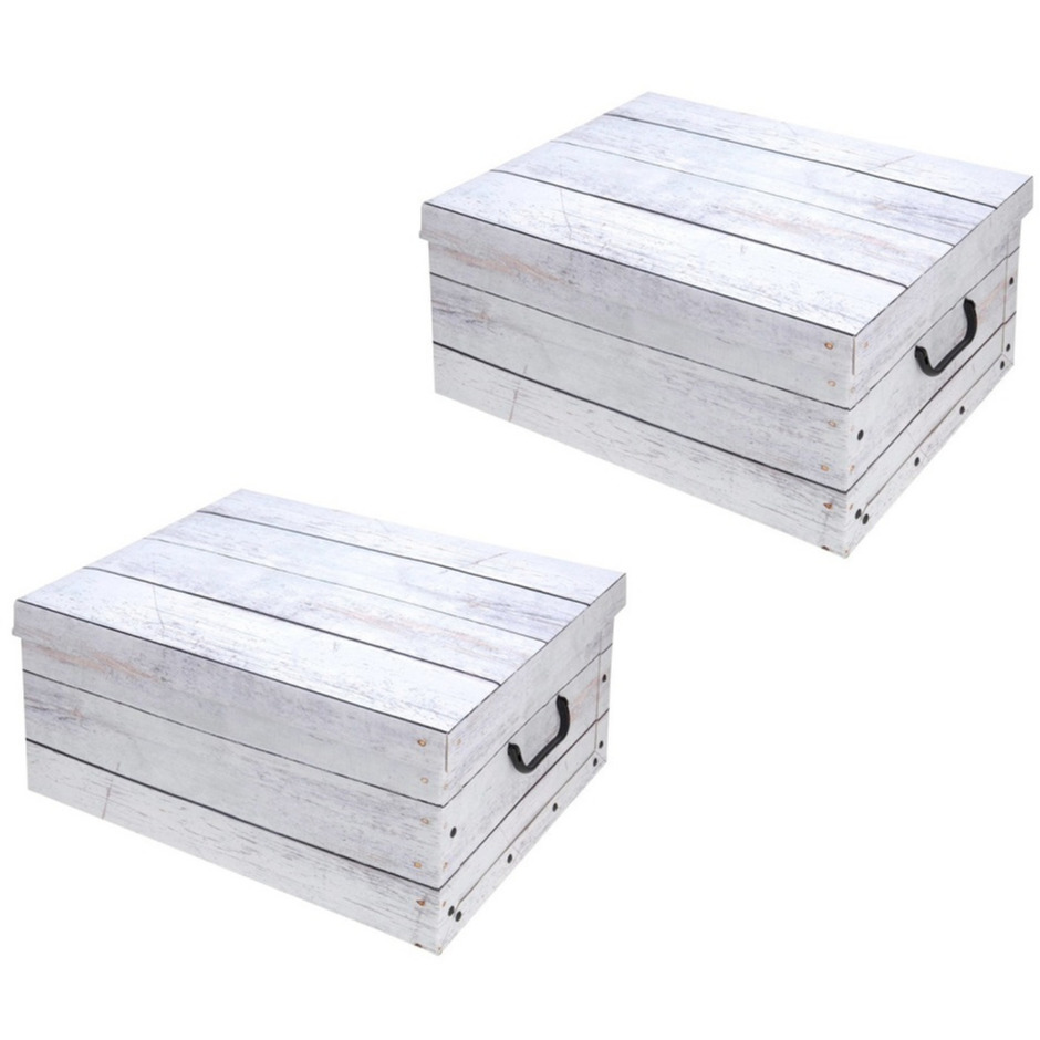 4x stuks grijs-witte opbergboxen-opbergdozen 52 x 38 cm