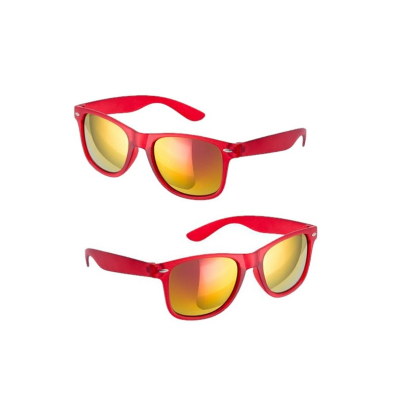 4x stuks hippe zonnebril rood met spiegelglazen