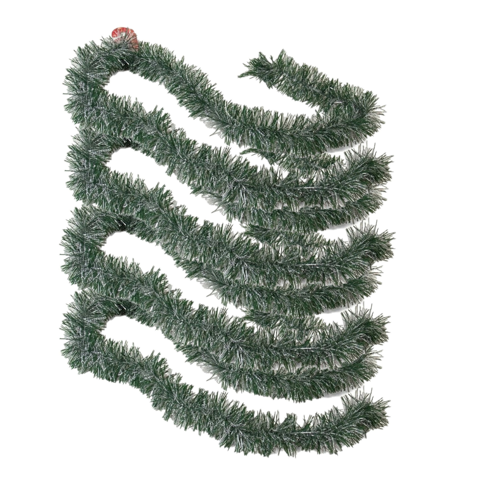 4x stuks kerstboom folie slingers-lametta guirlandes van 180 x 7 cm in de kleur groen met sneeuw