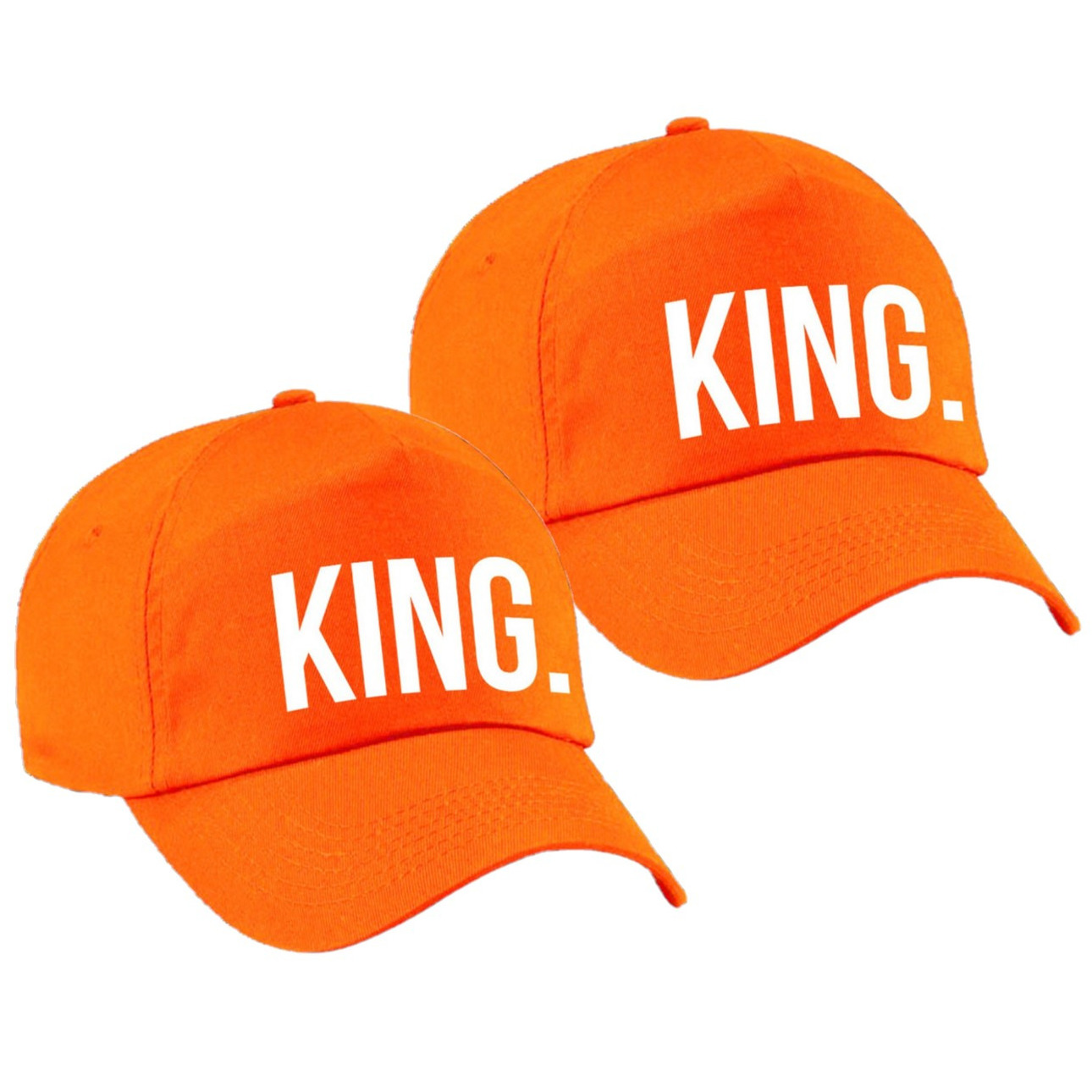 4x stuks king pet - cap oranje met witte bedrukking voor heren