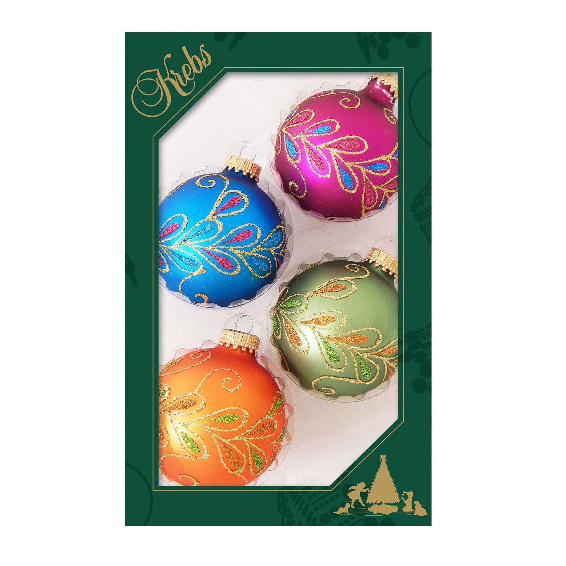 4x stuks luxe glazen kerstballen 7 cm blauw-roze-oranje-groen