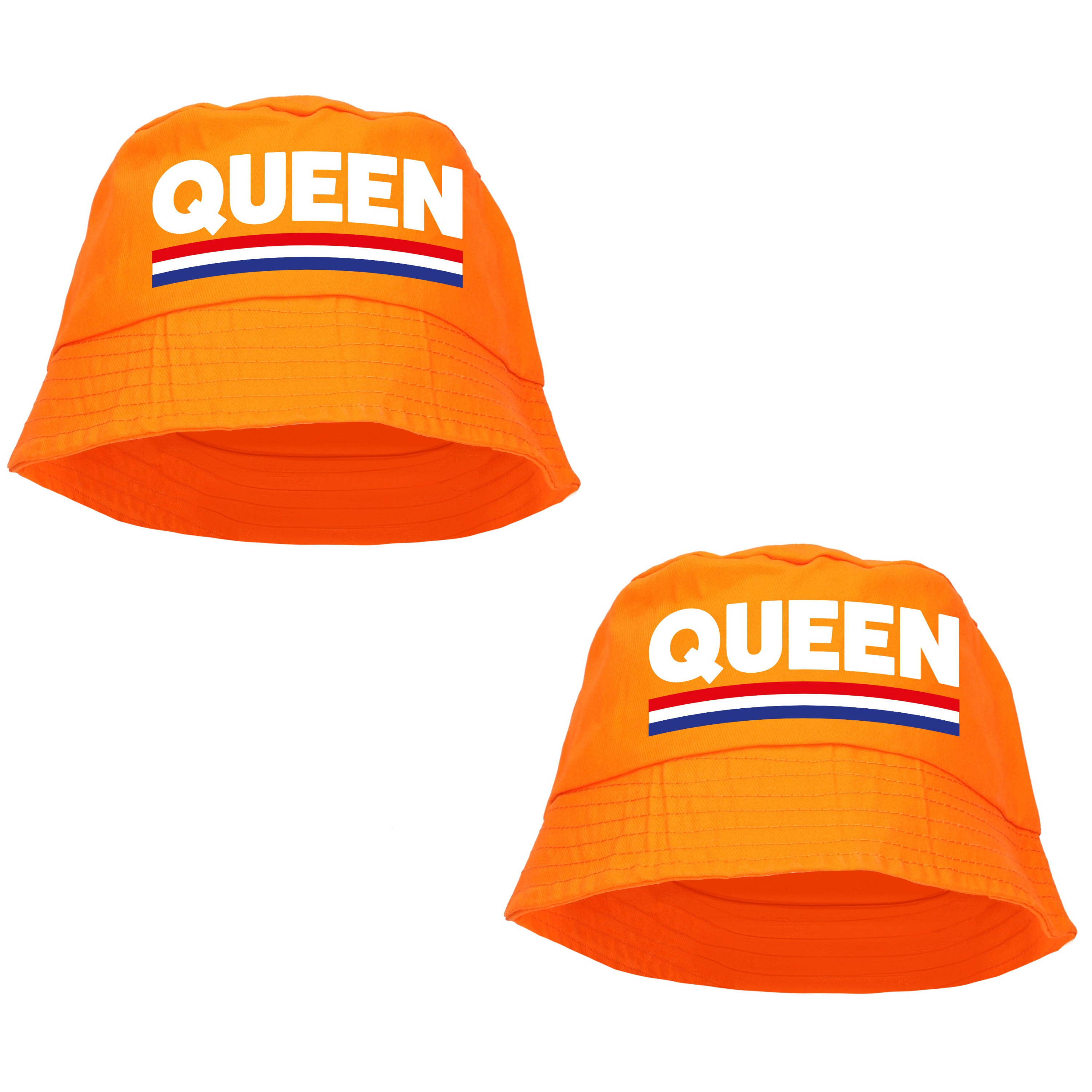 4x stuks queen bucket hat-zonnehoedje oranje voor Koningsdag- EK- WK