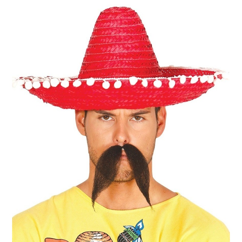 4x stuks rode sombrero/Mexicaanse hoed 45 cm voor volwassenen