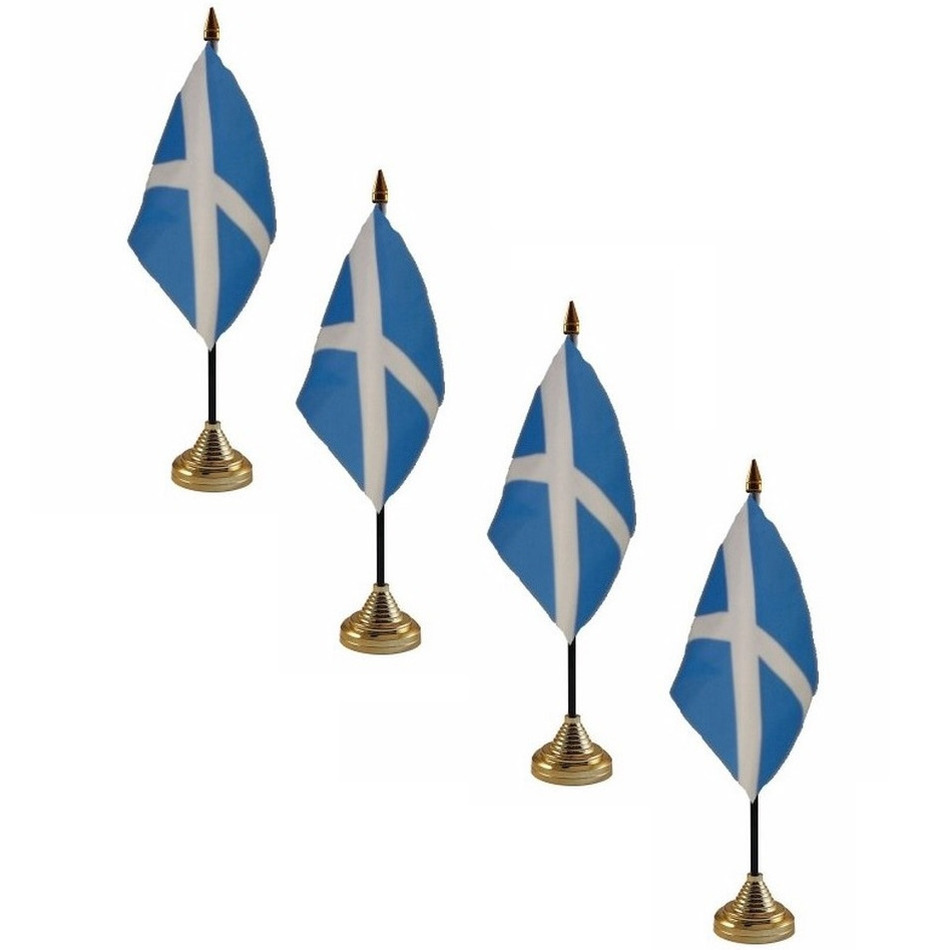 4x stuks Schotland tafelvlaggetjes 10 x 15 cm met standaard