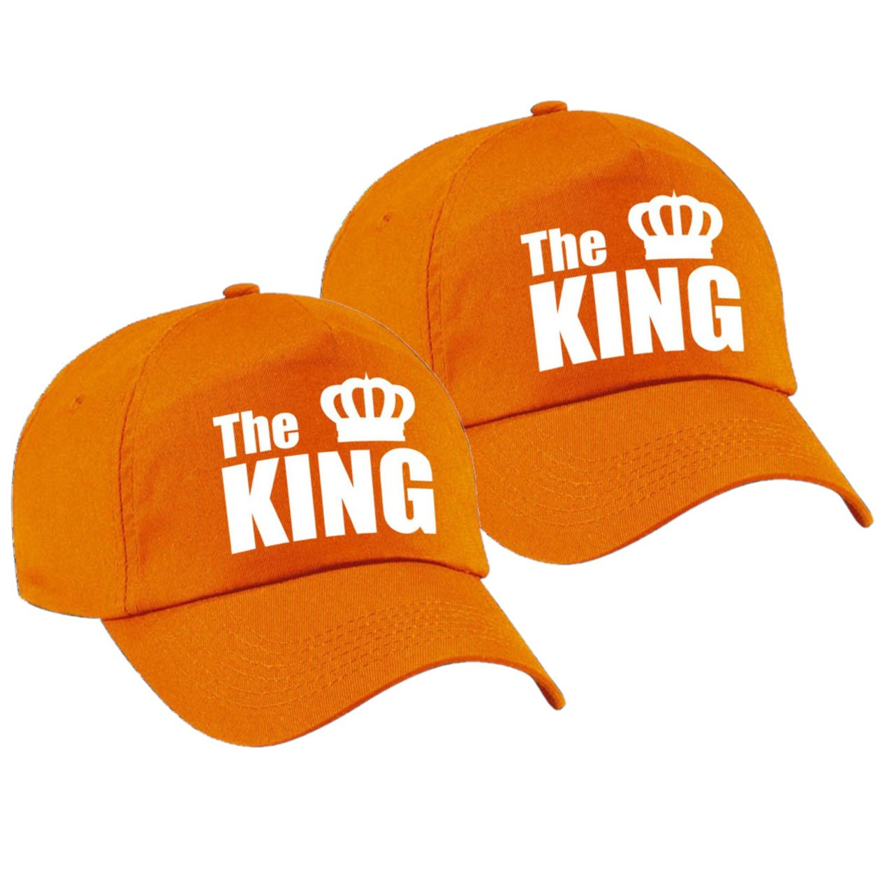 4x stuks the King pet - cap oranje met witte letters en kroon heren