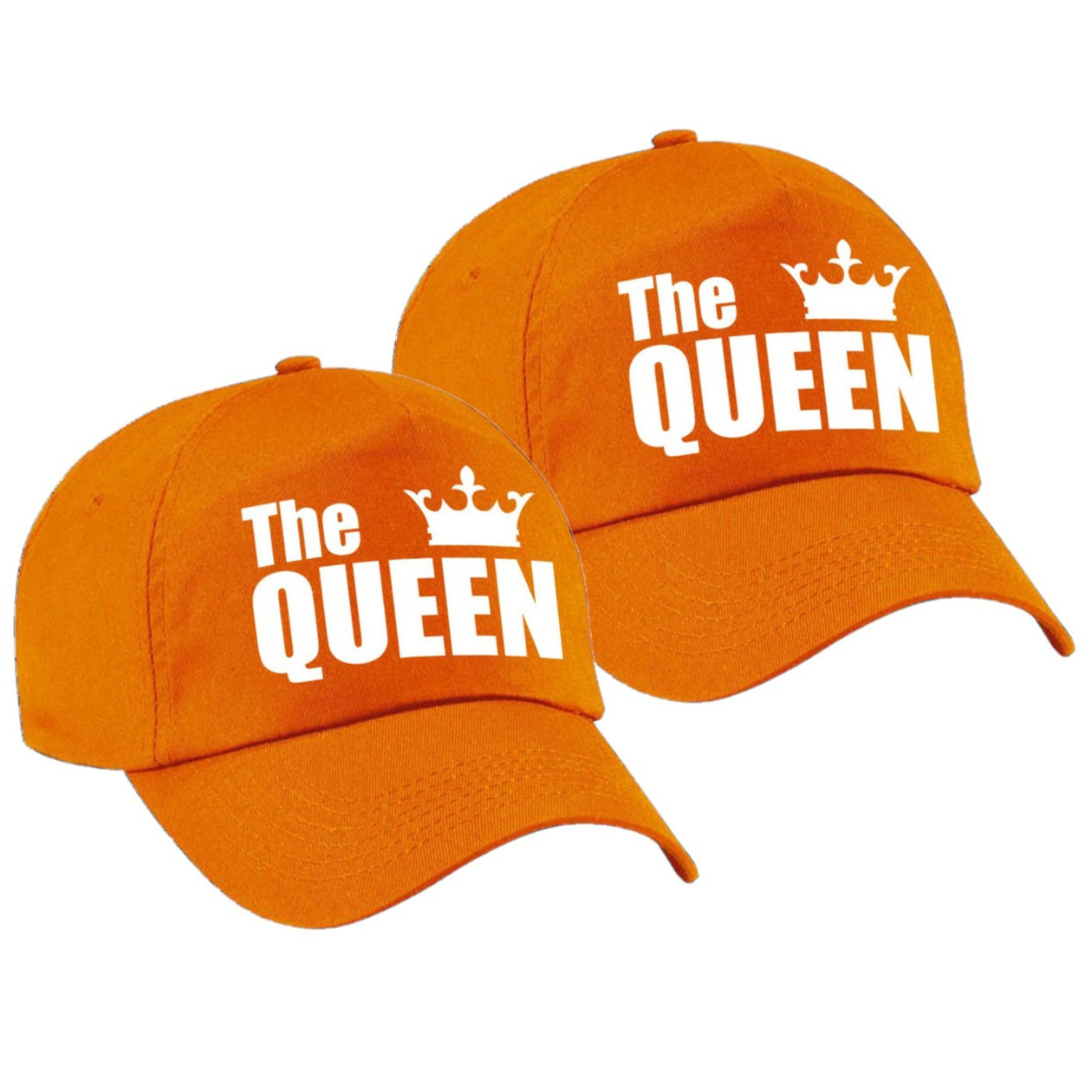 4x stuks the Queen pet - cap oranje met witte letters en kroon dames