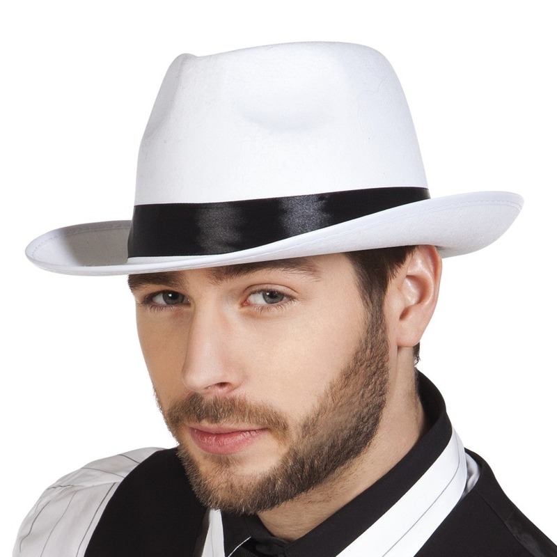 4x stuks witte maffia gangster verkleed hoed voor volwassenen