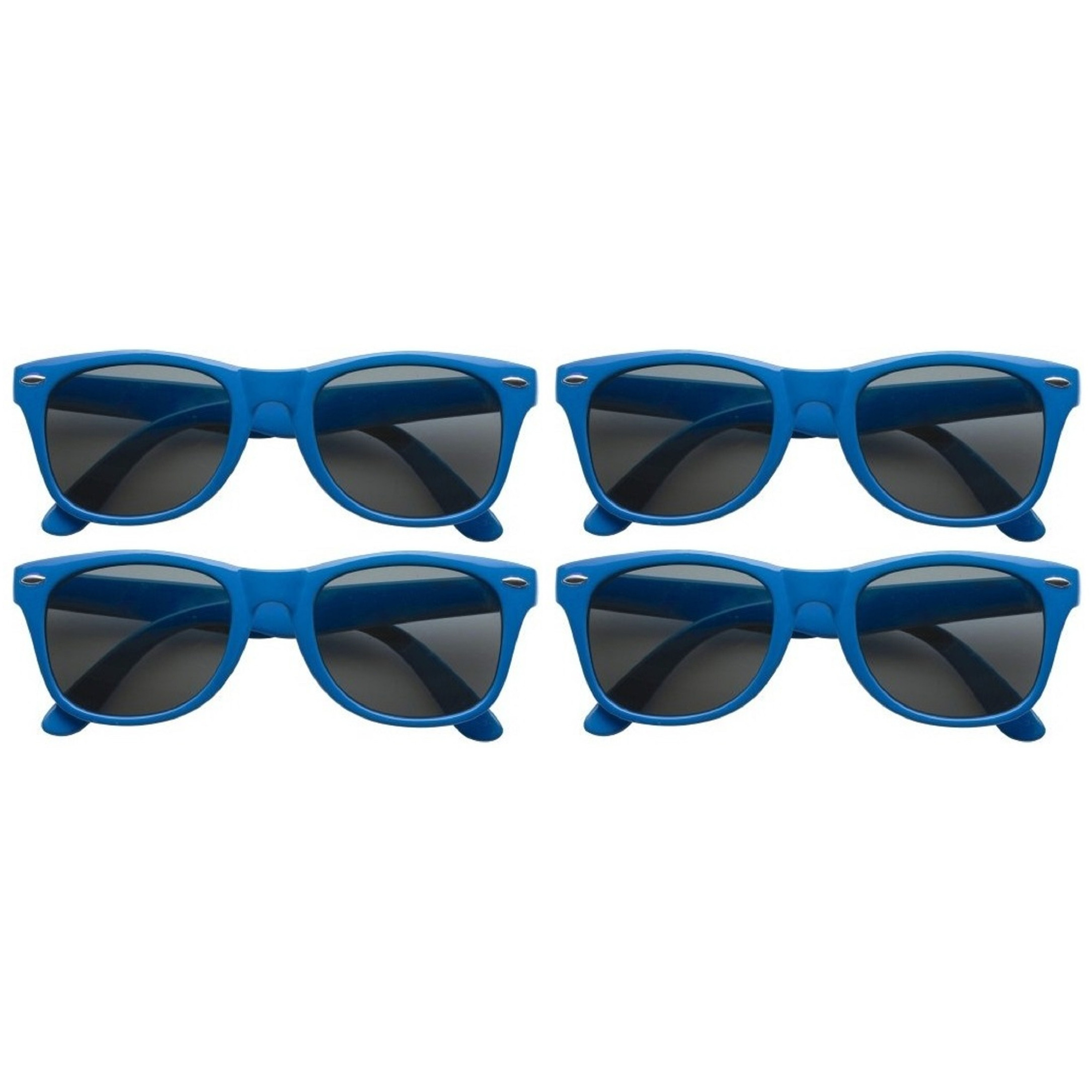 4x stuks zonnebril blauw plastic montuur voor volwassenen