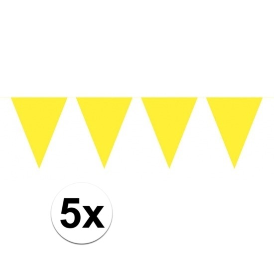 5 stuks Vlaggenlijnen-slingers XXL geel 10 meter