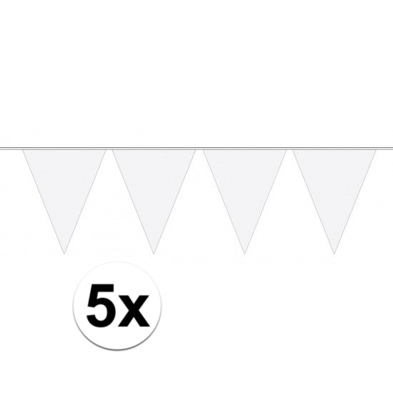 5 stuks Vlaggenlijnen-slingers XXL wit 10 meter