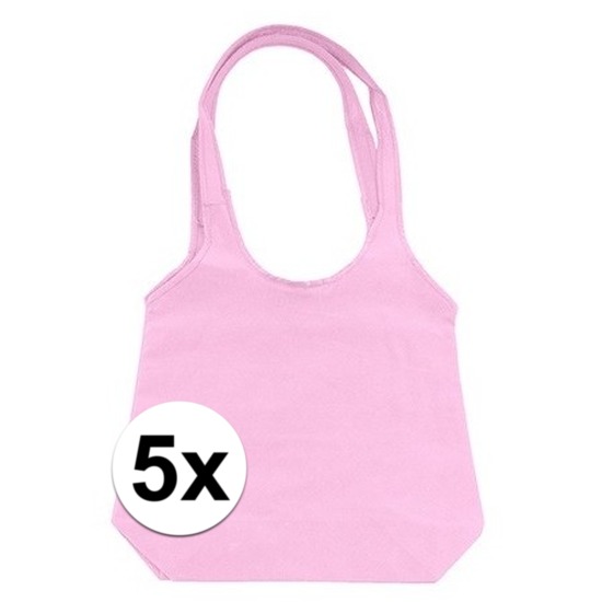 5 x Roze opvouwbare tassen-shoppers