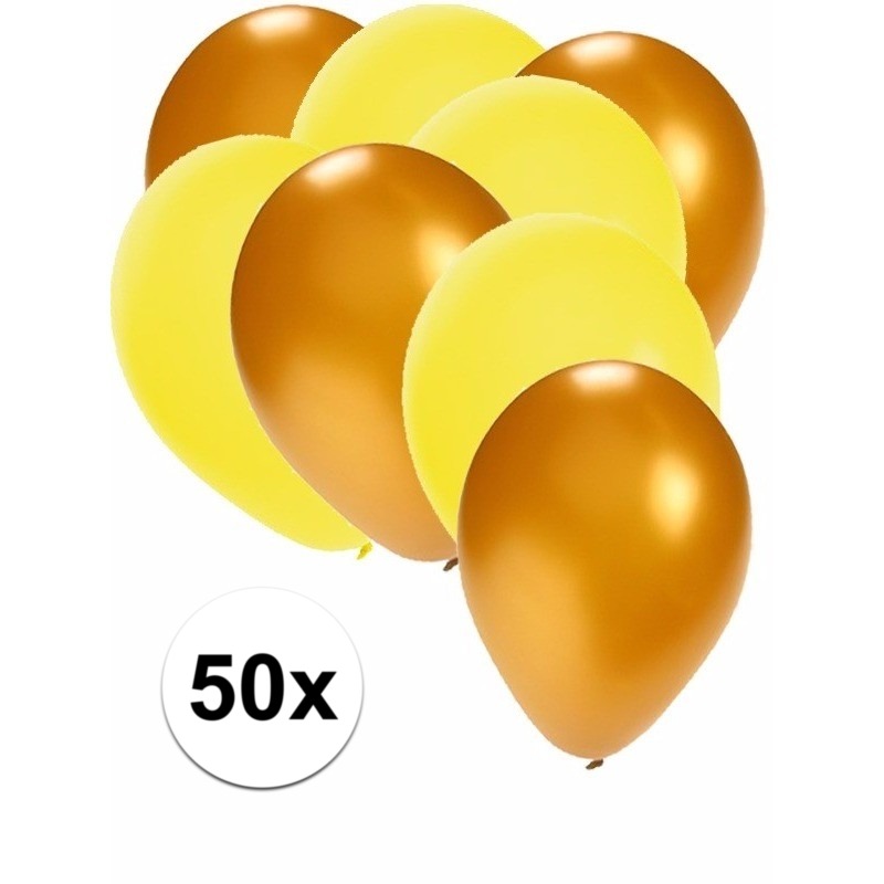 50x ballonnen - 27 cm - goud / gele versiering -