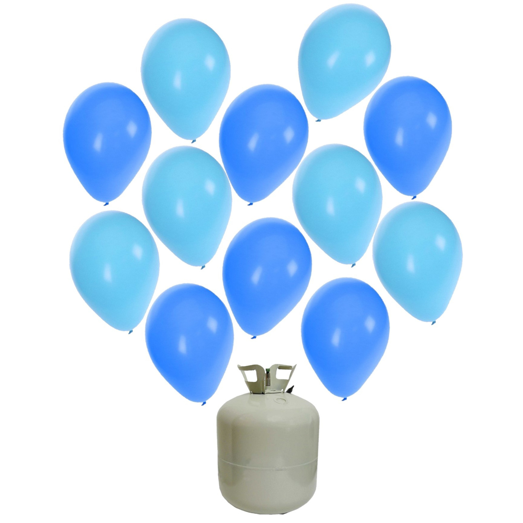 50x Helium ballonnen blauw/licht blauw 27 cm jongetje geboorte + helium tank/cilinder -
