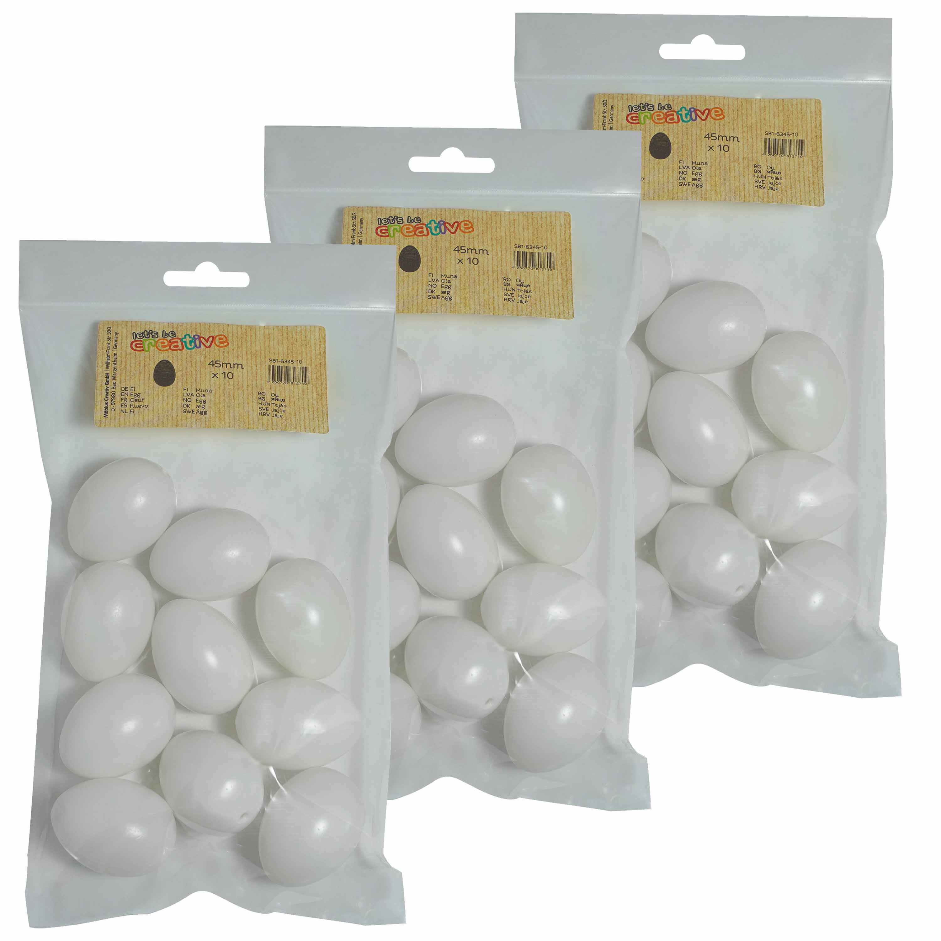 50x stuks hobby knutselen eieren van plastic 4,5 cm