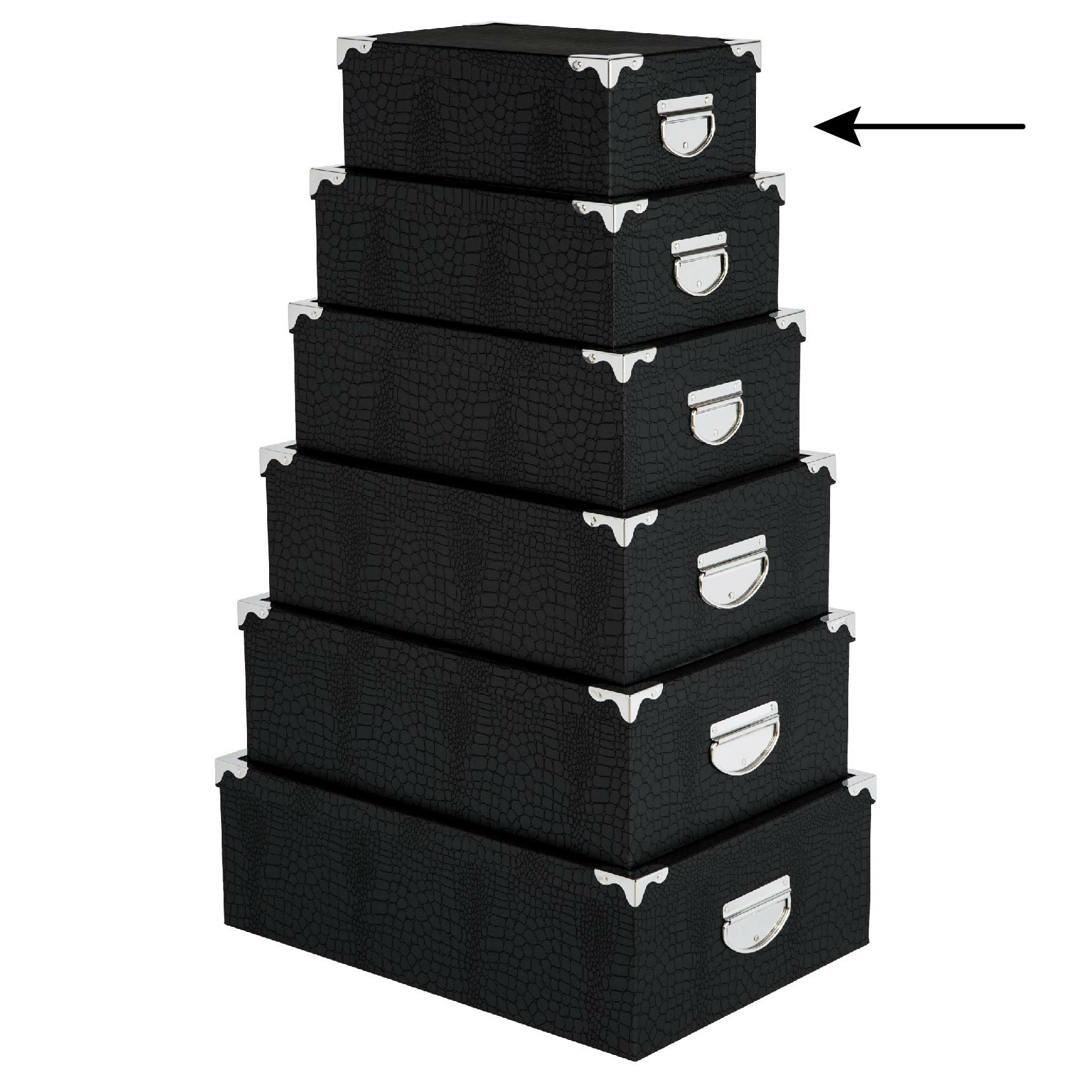 5Five Opbergdoos-box 2x zwart L28 x B19.5 x H11 cm Stevig karton Crocobox